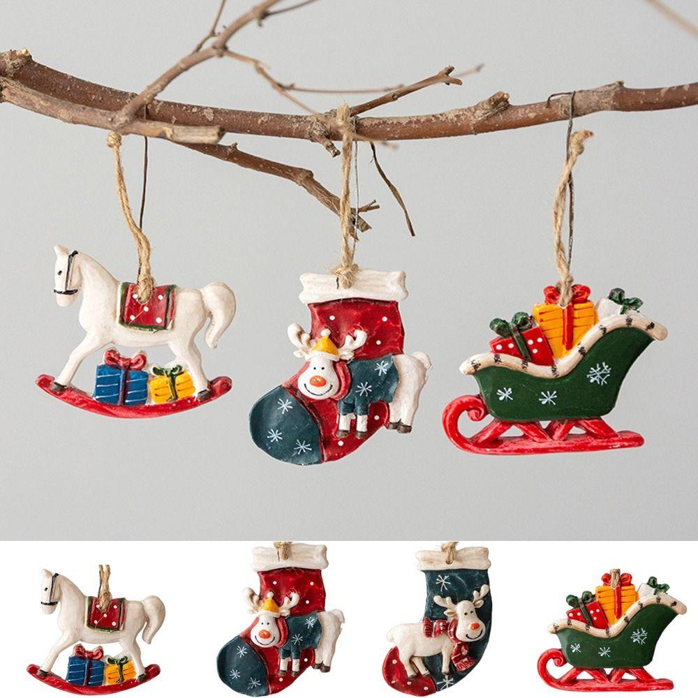 Рождественская елка с узором оленей, подвески, рождественские украшения из смолы, рождественские украшения