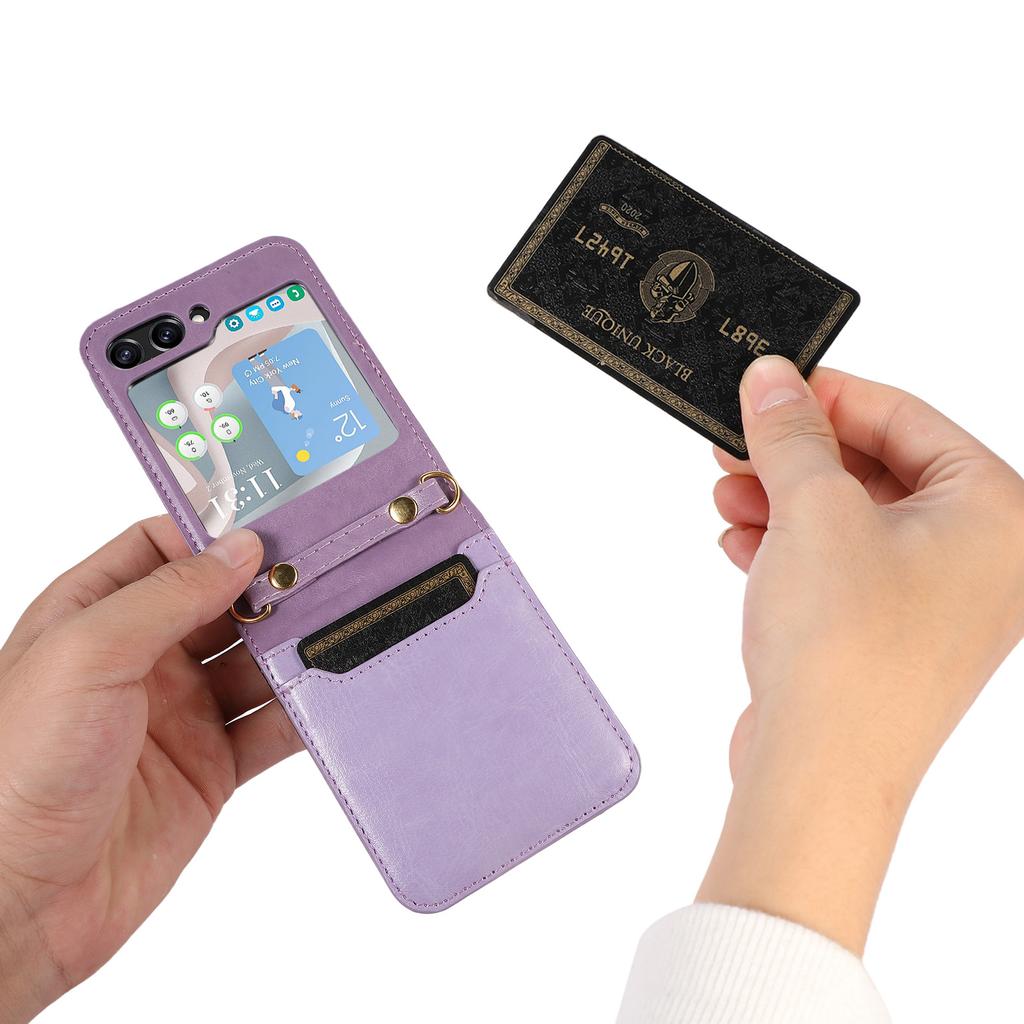 Applicable to Samsung Z Flip5Phone case foldable Flip4Crossbody phone case with card slot protection