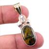 Natural Pietersite Gemstone 925 Solid Sterling Silver TwoTone Pendant 1.75" L3g10