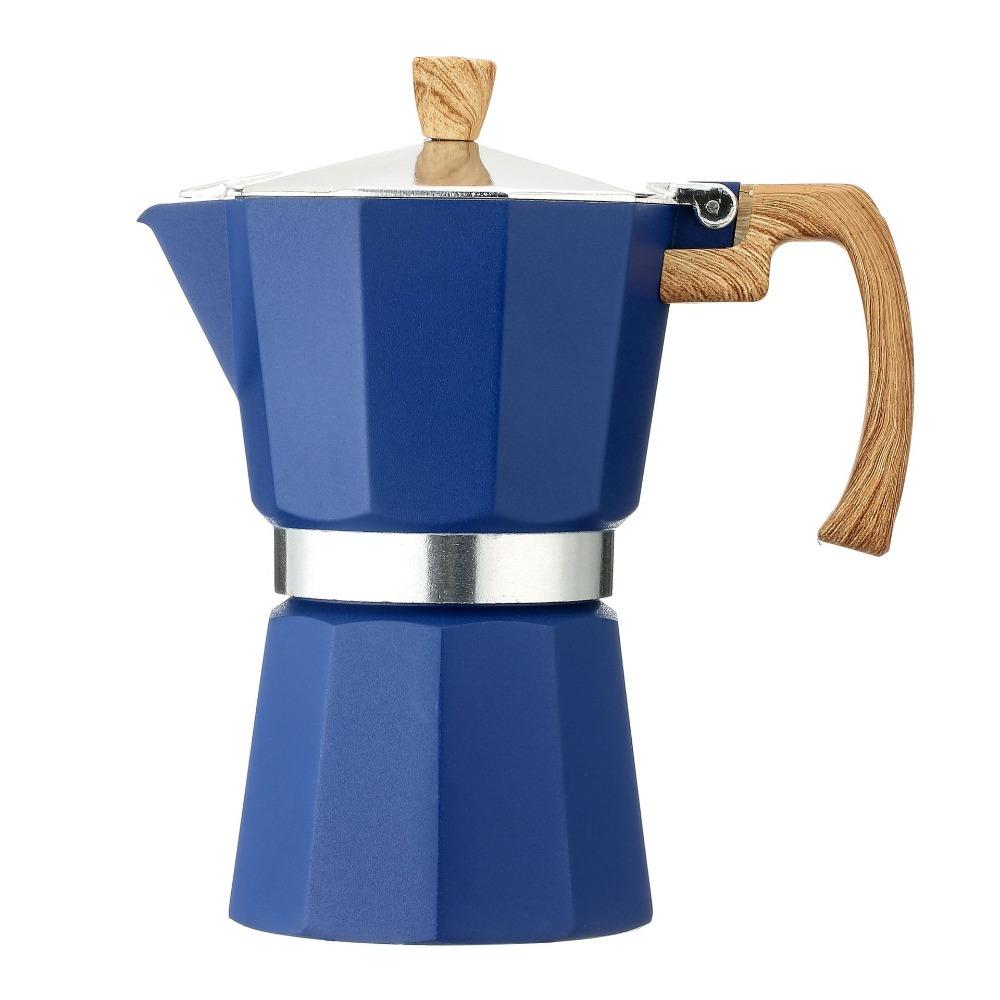 150ml/300ml Espresso Maker Pot Wood Pattern Handle Coffee Percolator Aluminum Moka Pot  Home