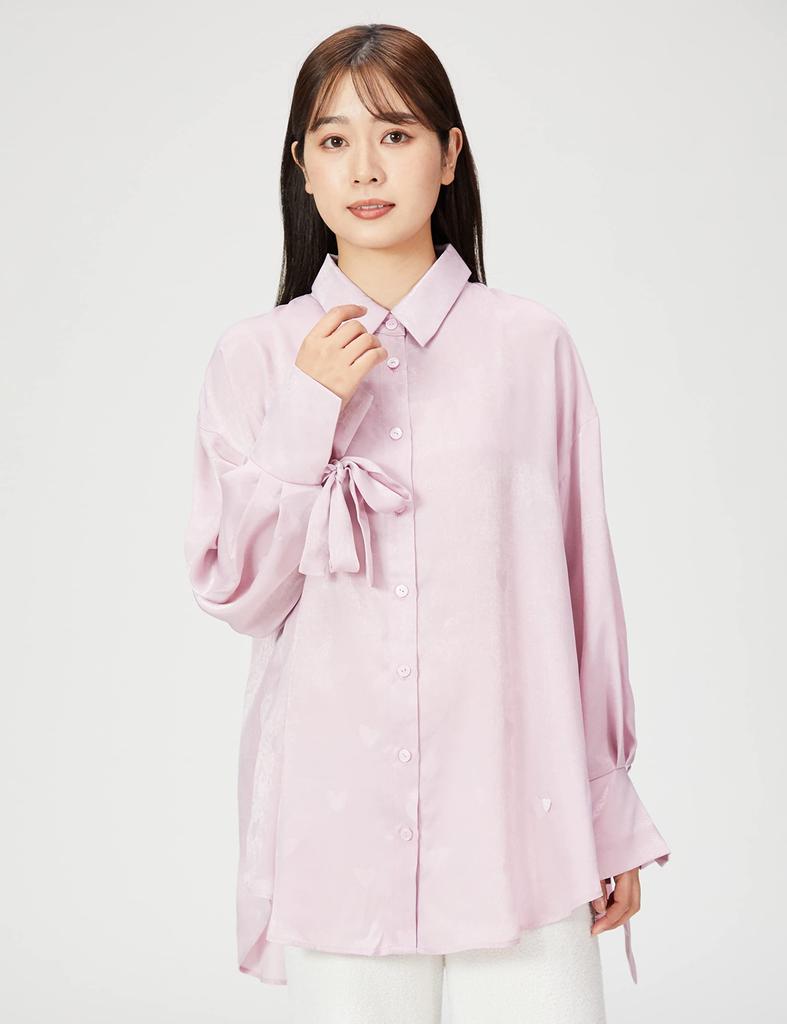 Gelato Pique Pink Heart Satin Shirt Women's (PWFT224231)
