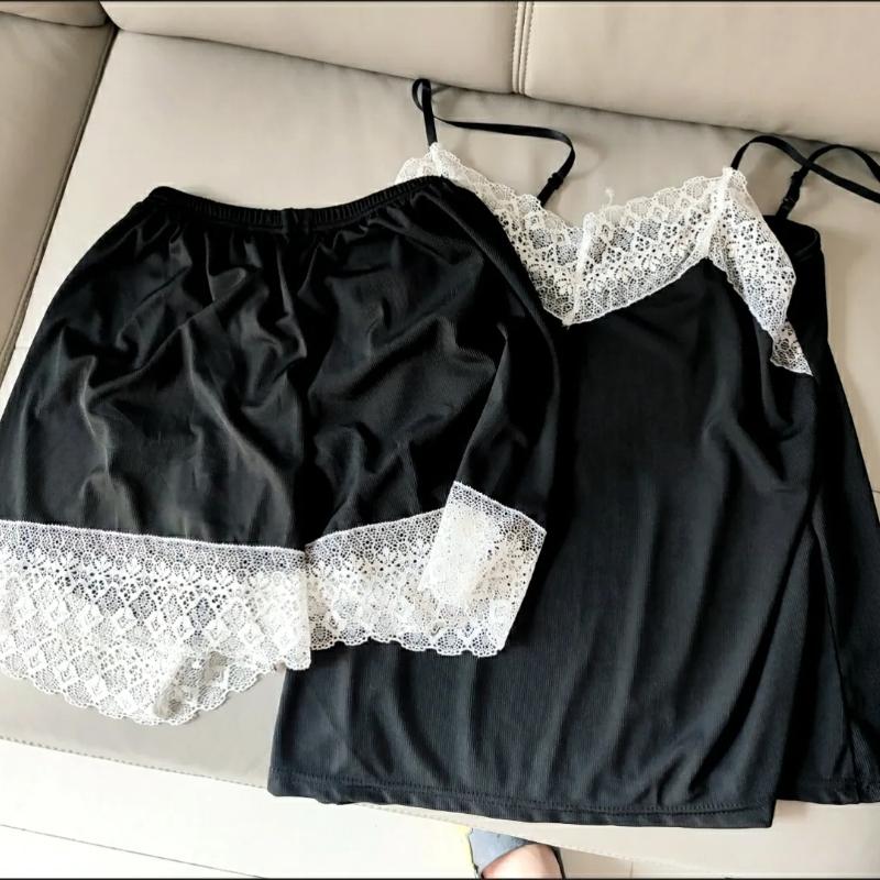 Сексуальная пижама женская летняя кружевная слинг-костюм Ice Silk с открытой спиной для женщин без рукавов для домашнего обслуживания