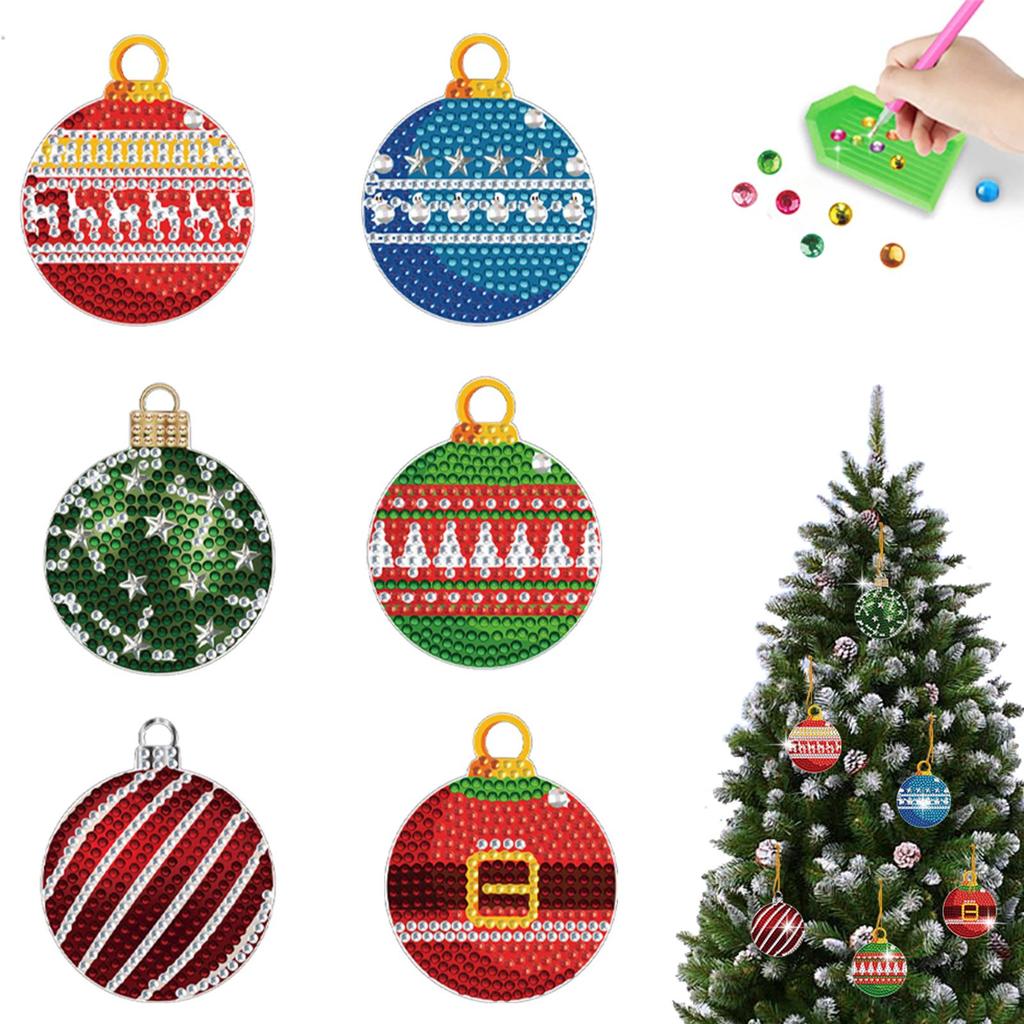 Xmas Theme 2D/Flat DIY Diamond Art Pendant Single Side Drill Acrylic Sparkling Diamond Pendant Window Hanging Art for Home Decor