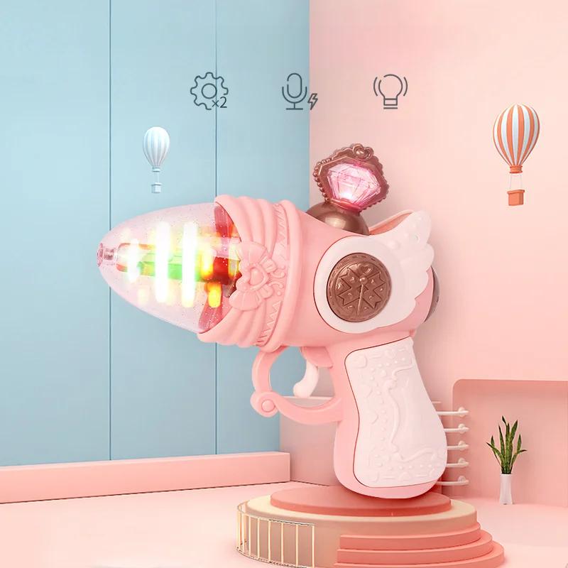 Волшебный электрический игрушечный пистолет для девочек, звуковой световой пистолет, вращающаяся звезда, украшение, милая милая игрушка принцессы, не стреляющая, подарки на день рождения для детей