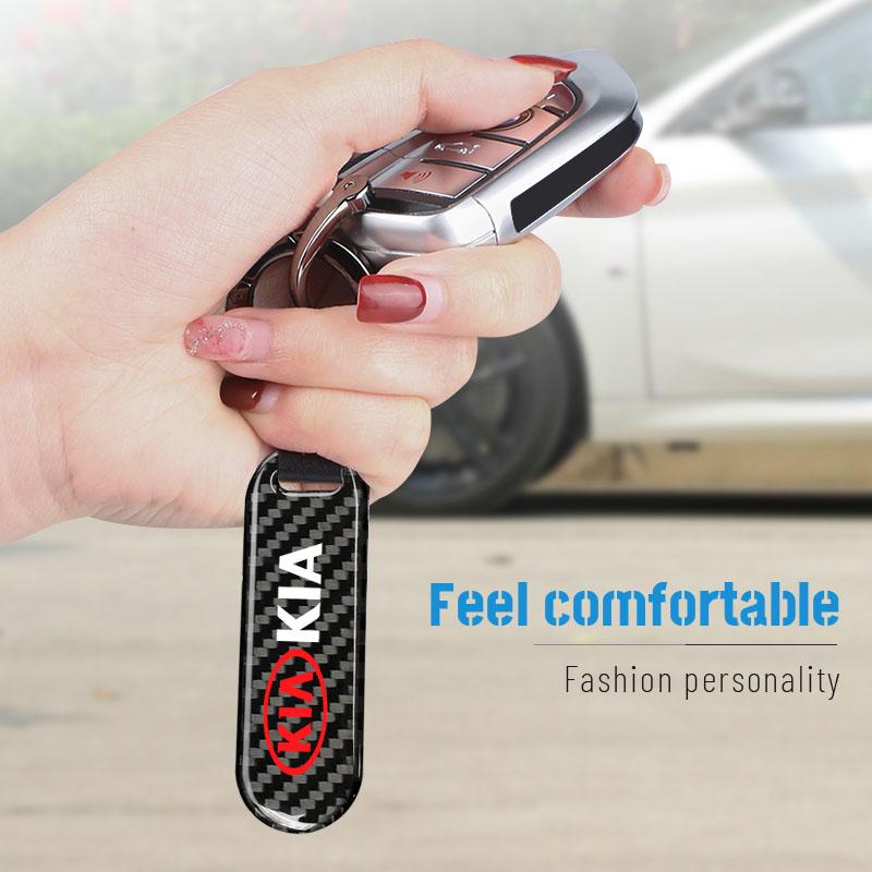 NYOJ2 Car Keychain Carbon Fiber Zinc Alloy Key Chian Ring For KIA Ceed RIO K9 Sorento Carnival Stinger Forte Niro Soul EV9 EV6 Stonic