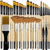 32 Pcs Paint Brushes for Acrylic Painting, Premium Nylon Bristles with Round, Filbert, Flat, Fan, Angle, Fine Detail Brush, Paint Brush Set