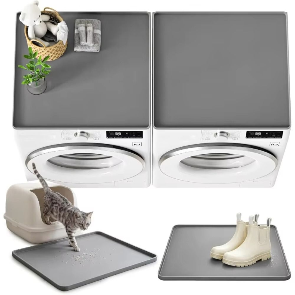Leak-Proof Anti Slip Washing Machine Drain Tray Extra Thick Silicone Storage Mat  Washing Machine