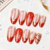 Christmas Press On Nails Almond Fake Nails with Designs Acrylic Glossy False Nails Full Cover Glue On Nails Artificial Stick On Nail for Women 24Pcs