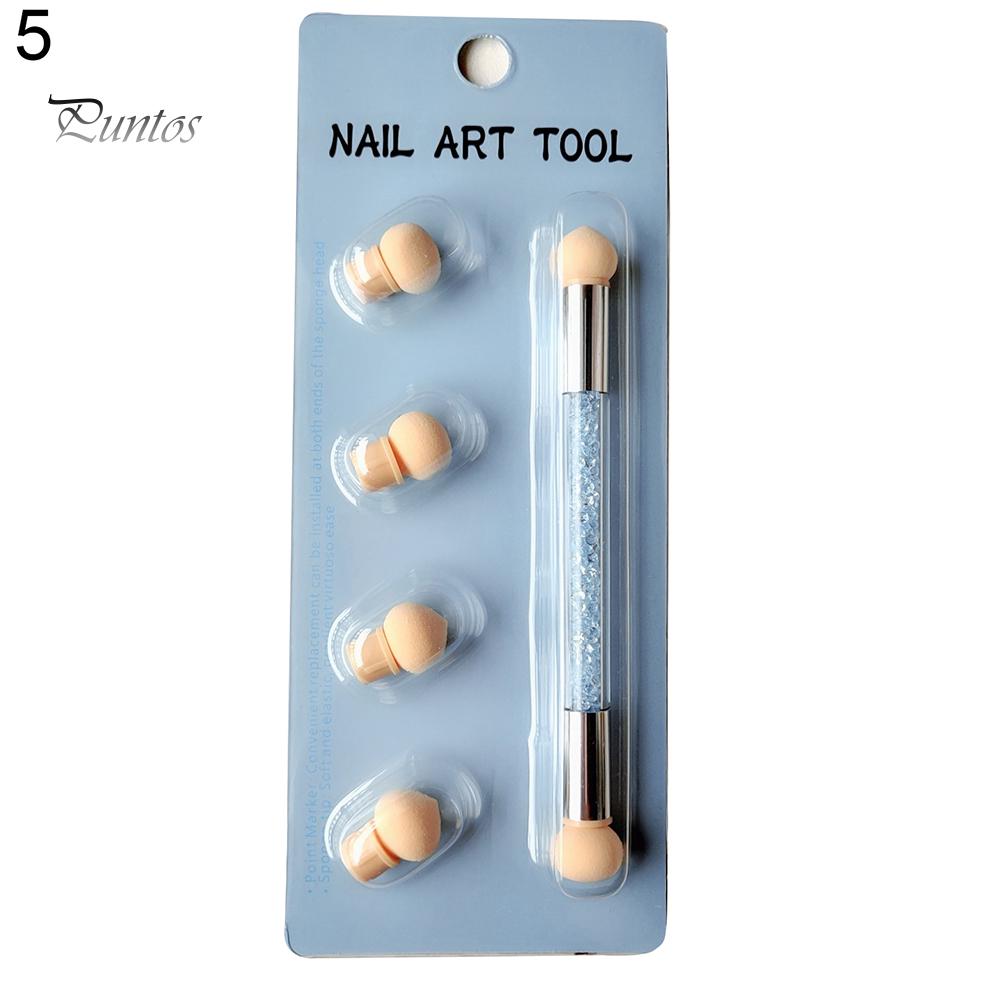 Puntos Nail Art Портативная моющаяся губка с двойной головкой, ручка для рисования, инструмент для нанесения точек