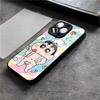 Чехол для телефона C-Crayon S-ShinChan Для IPhone 17 Air 16 E Pro Max 15 14 13 Mini 12 Pro 11 Max Plus Черная Стеклянная Крышка