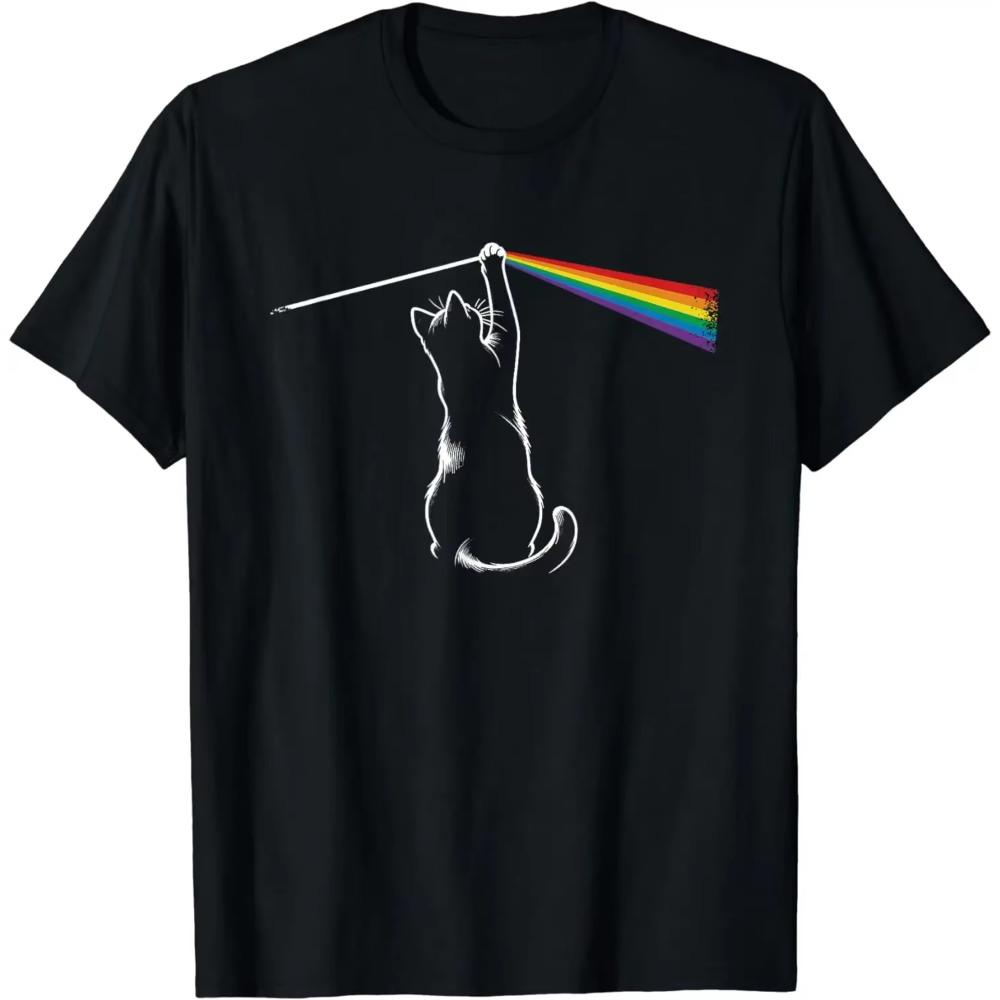 Funny Cat TShirt Cat Rock Music Print Men Women Clothing Streetwear Graphic T Shirts Anime Clothes Men and Womens Tshirt