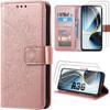 Case for Samsung Galaxy A36 5G - BOOLING - Scratch-Resistant Synthetic Leather Exotic Pattern Pink - 2 Tempered Glasses