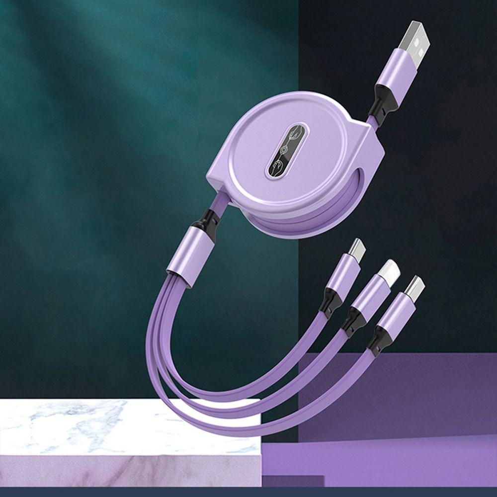 Новый выдвижной кабель для быстрой зарядки Android TYPE-C Apple Xiaomi Samsung с оплеткой «три в одном» для передачи данных мобильного телефона