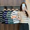Slim and Thin Retro Striped Round Neck Short-sleeved Knitted T-shirt Summer Tops Female Casual Essential Comfort and Style Slim Fit Pullovers Tees