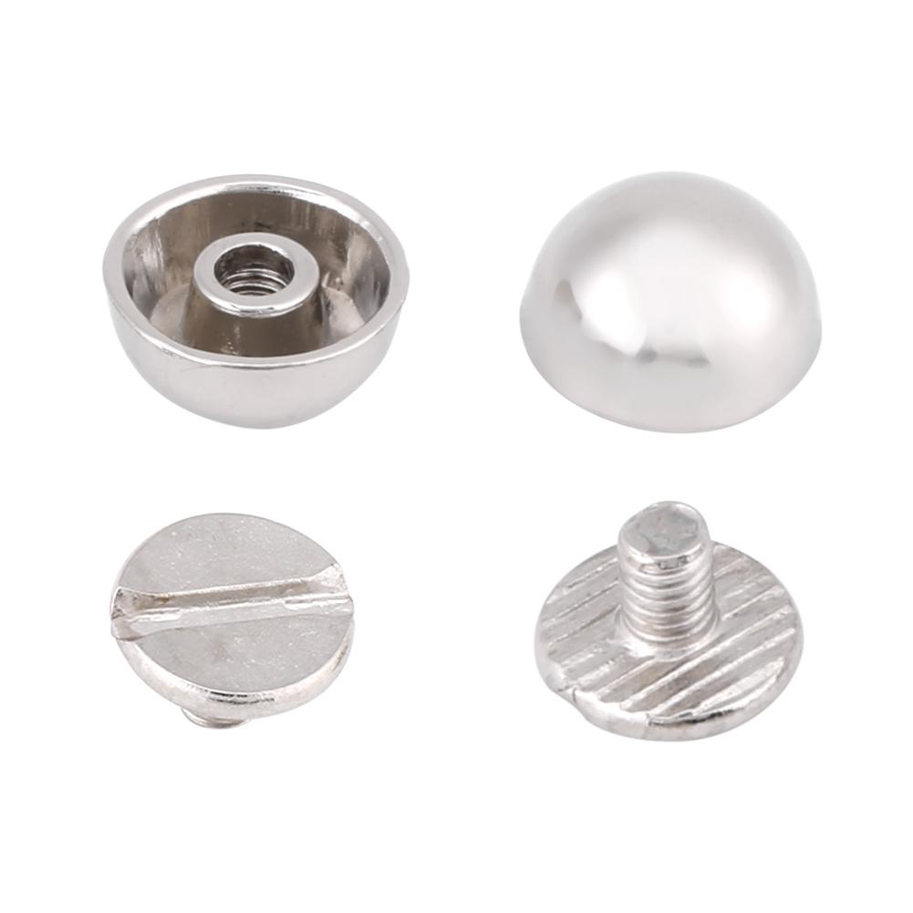 20pcs Mushroom Rivets Studs Buttons Screw for Leather Belt Bag Shoes Decoration(silver)