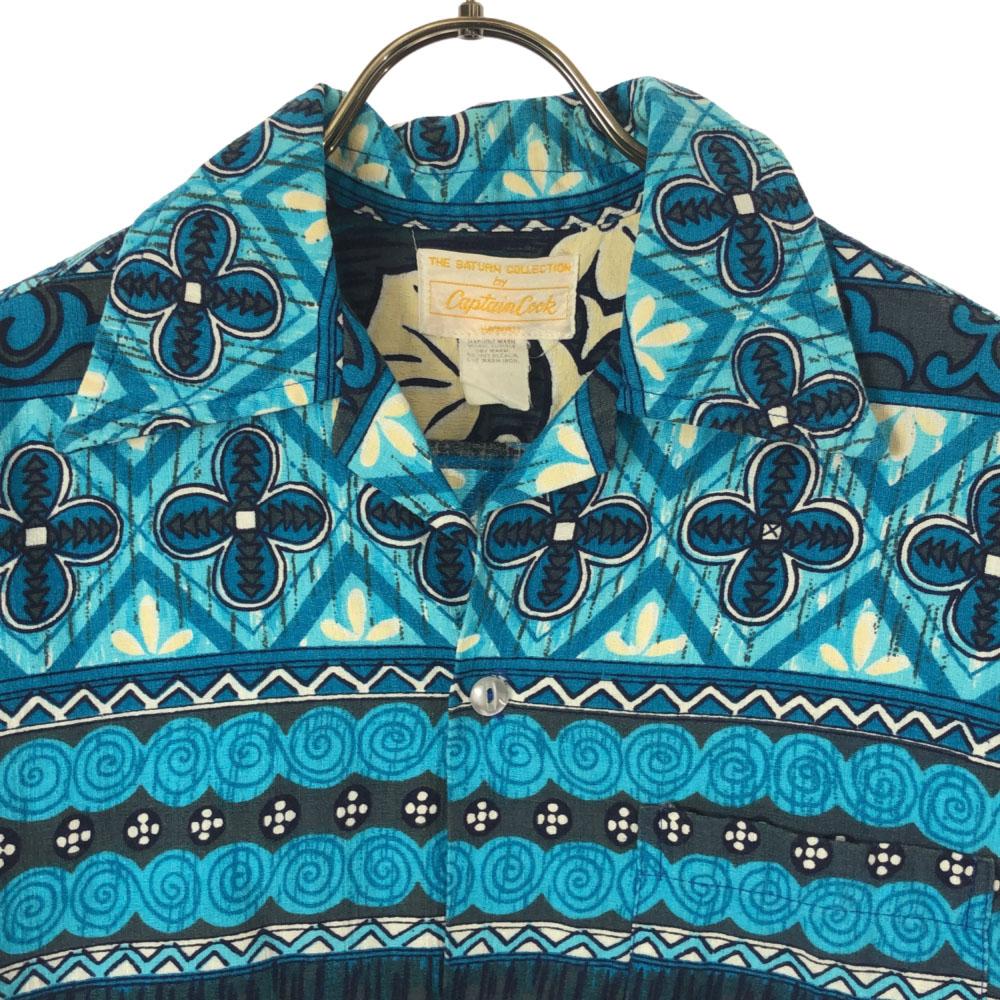 Капитан Кук 70-е цветочный геометрический Рукав короткий Гавайская рубашка Старый винтаж Мужской Б/у