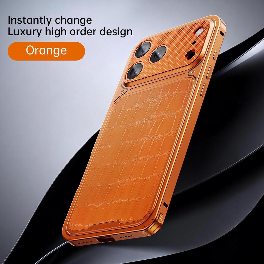 Противоударный чехол для iPhone 17 Pro Max с текстурой кожи крокодила