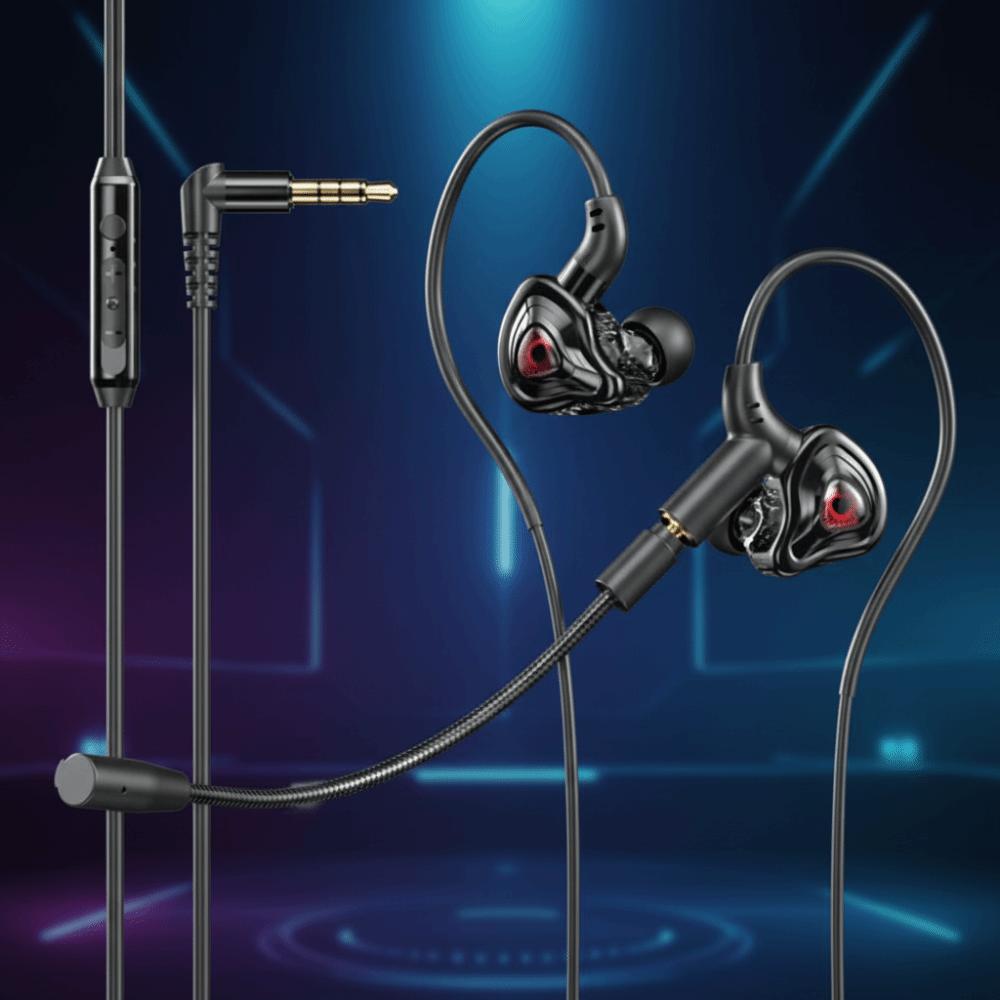 Dual Mic Wired Headset in-Ear Earpiece Headset Stereo Wired Earbuds Wired Earphone  Listen To Music