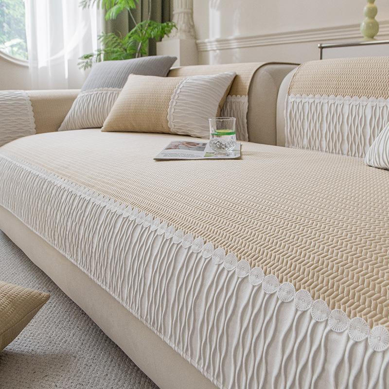 Summer French Cold Bean Sofa Cushion New Cool Feeling Ice Silk High Feeling Summer Non-slip Cover Cloth Towel