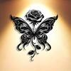1 Black Elegant Butterfly And Rosey Minimalist Metal Wall Art - Modern Home Decor For Bedroom, Living Room, Or Bathroom.