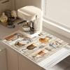 Впитывающий кухонный коврик для сушки в ретро кофейной тематике, идеально подходящий для украшения обеденного стола дома и в квартире
