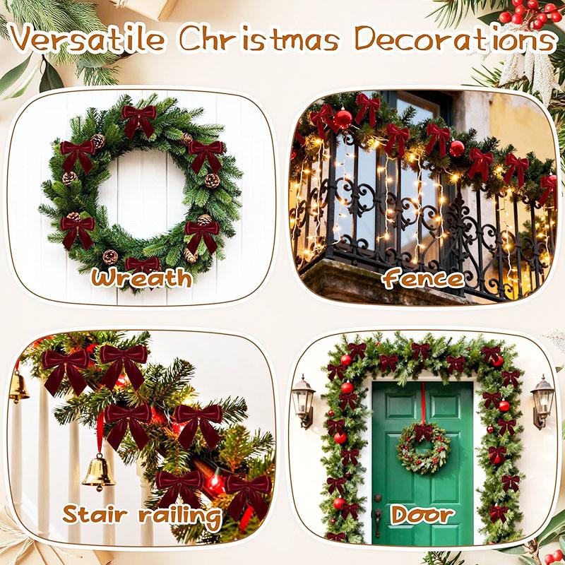 New velvet double bow decoration Christmas tree scene pendant Christmas gift packaging accessories