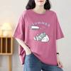 Большой размер Женская футболка с круглым вырезом и принтом, летняя новая, с коротким рукавом, милый топ