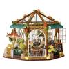 Moin Moin Dollhouse Miniature DIY Kit | Garden Cafe | Greenhouse, Cafe, Roses, Flowers Galore | Large, 1/24 Scale Model | LED Light + Acrylic Case