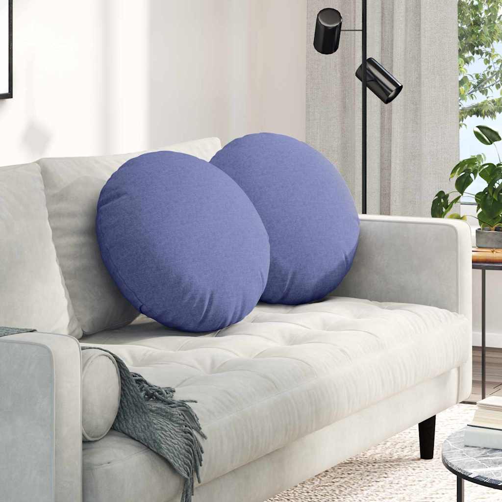 Seat Cushions 2 pcs Denim Blue Ø50 x 19 cm Fabric