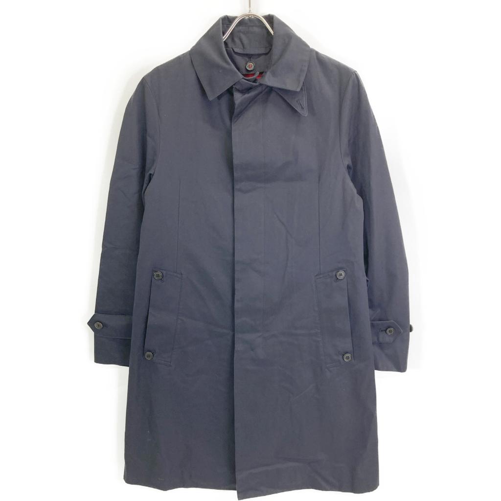 MACKINTOSH № YG Пальто тренч темно-синего цвета с подкладкой из твида Харрис 36 Темно-синий Б/у