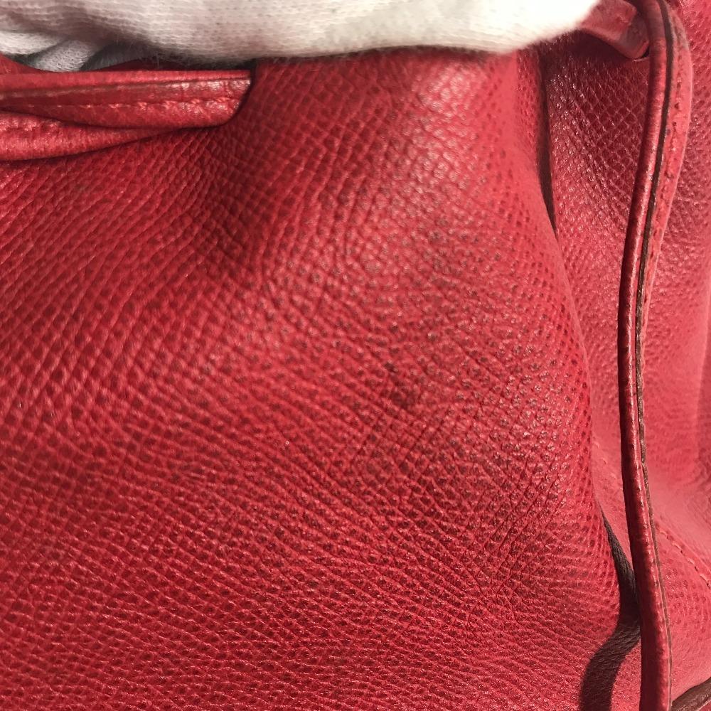HERMES Tassel fringe Manjoire Drawstring bag Shoulder Bag Courchevel Red