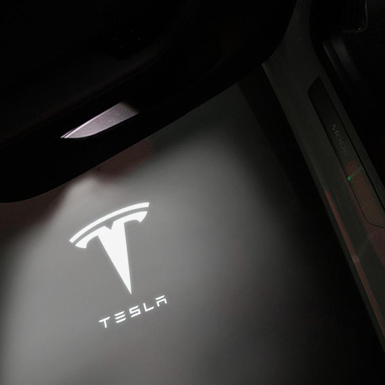 2/4pcs Car Door LED Logo Projector lights HD Welcome Light 3D Laser Ghost Shadow Light for Tesla Model Y 3 S X car Accessory