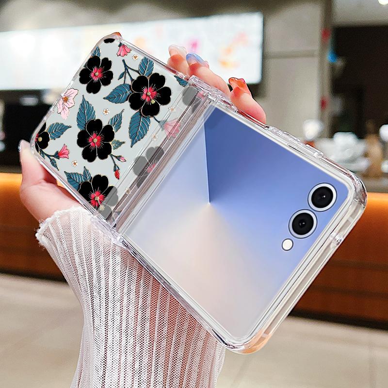 Чехол для телефона с рисунком цветка лотоса для Samsung Galaxy Z Flip 7 FE 6 5 4 3 5G, складная прозрачная жесткая крышка из поликарбоната для Samsung Z Flip7 Flip6