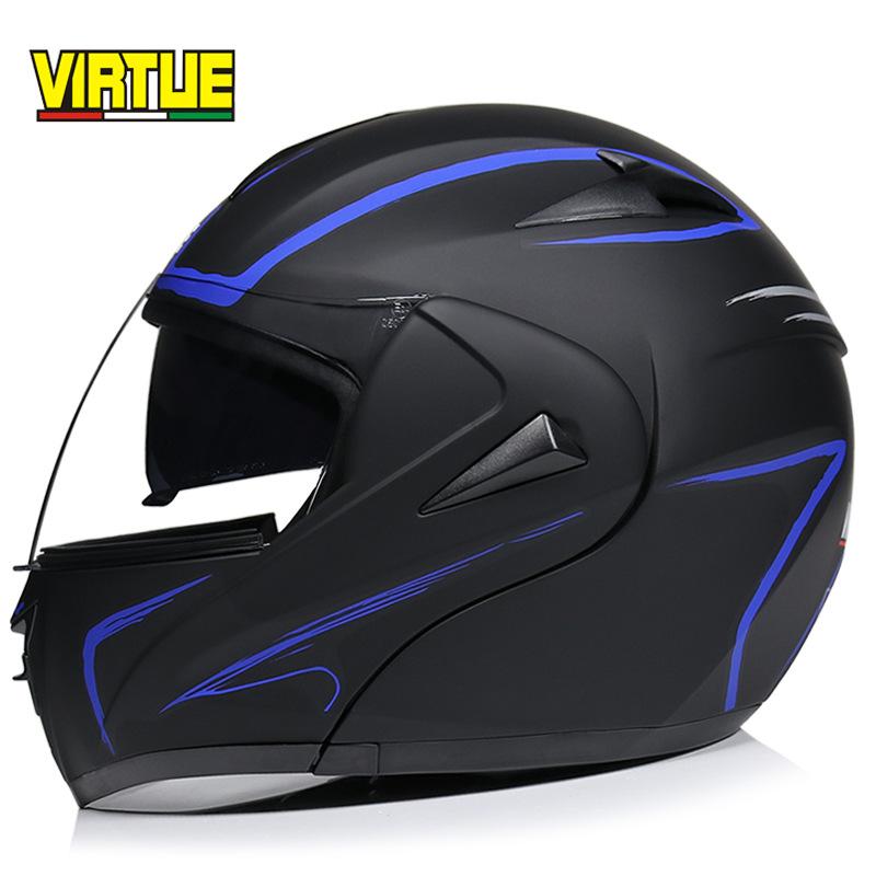 VIRTUE Motorsport Electric Non Motorcycle Helmet Men's Half Helmet Double Lens Full Helmet Running Helmet Carbon Fiber Pattern Road