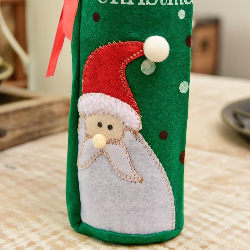 Christmas Decorations Embroidered Santa Snowman Wine Bottle Cover Gift Bag Sequin Sleeve Holiday Party Home