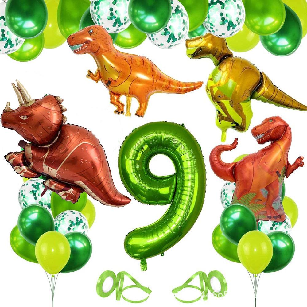 Динозавр 1-9 лет день рождения воздушный шар фон украшения номер набор день рождения номер воздушный шар набор зеленый 