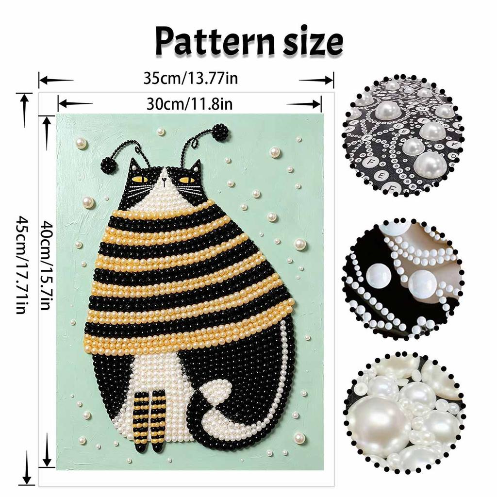 5D DIY Pearl Art Kit – Bumblebee Cat Theme Decor & Home Wall Decoration