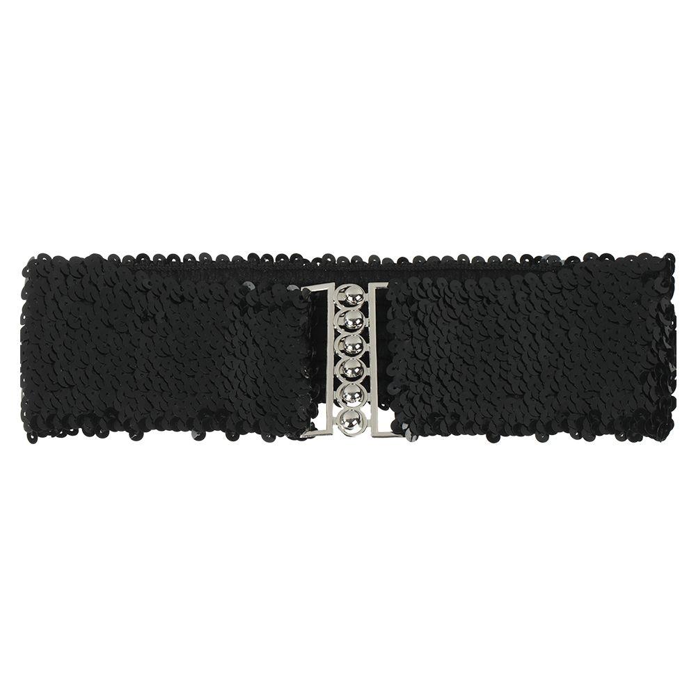 Stretch Metal Buckle Waistband Ladies Dress Cummerbands Sequin Wide Elastic Belt Belly Waist Band