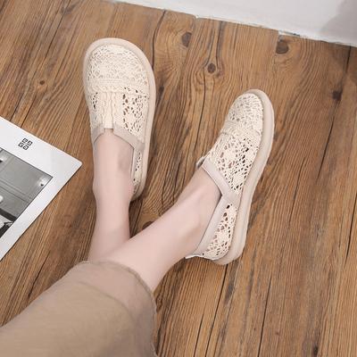 Сяосянфэн сетчатые туфли на плоской подошве женские полые сандалии женские дышащие сетчатые туфли на одной педали с мягкой подошвой весенне-летние рабочие туфли