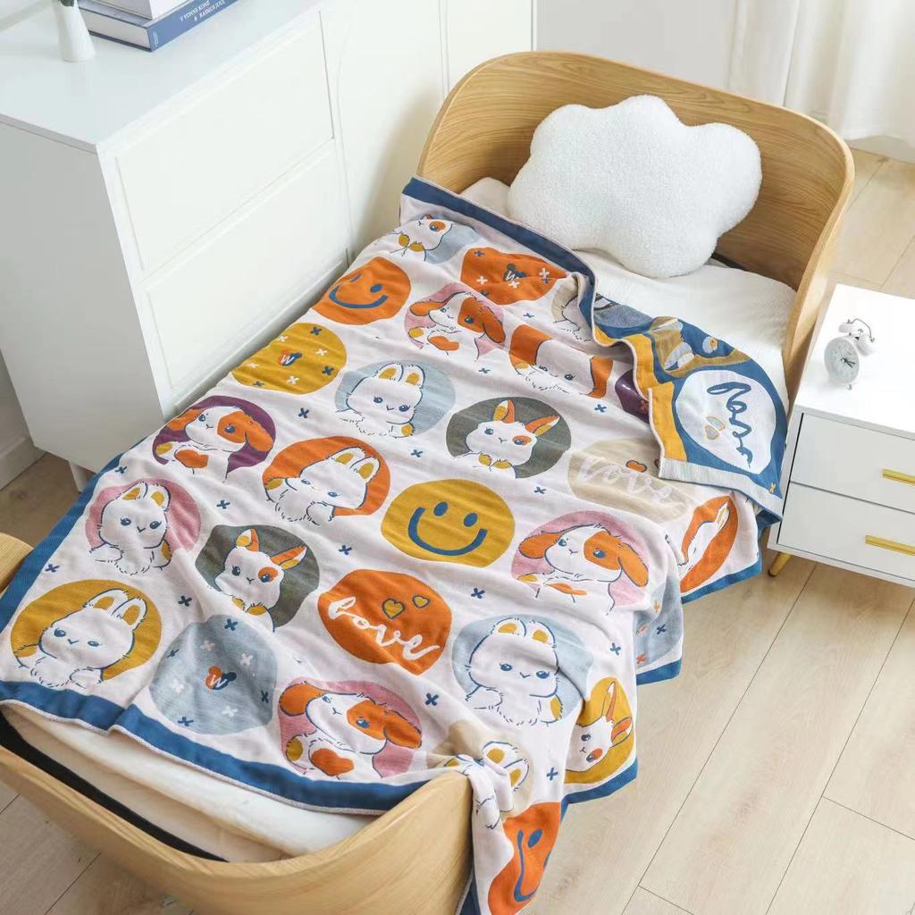 Four Seasons Baby Cotton Gauze Towel Quilt Newborn Cartoon Children's Baby Blanket Breathable Washed Cotton Lunch Break Blanket