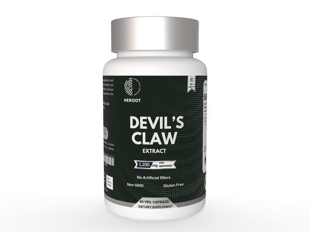 Heroot Devil’s Claw 1200mg – 60 Vegetarian Capsules | Herbal Supplement for Joint, Back & Mobility Support