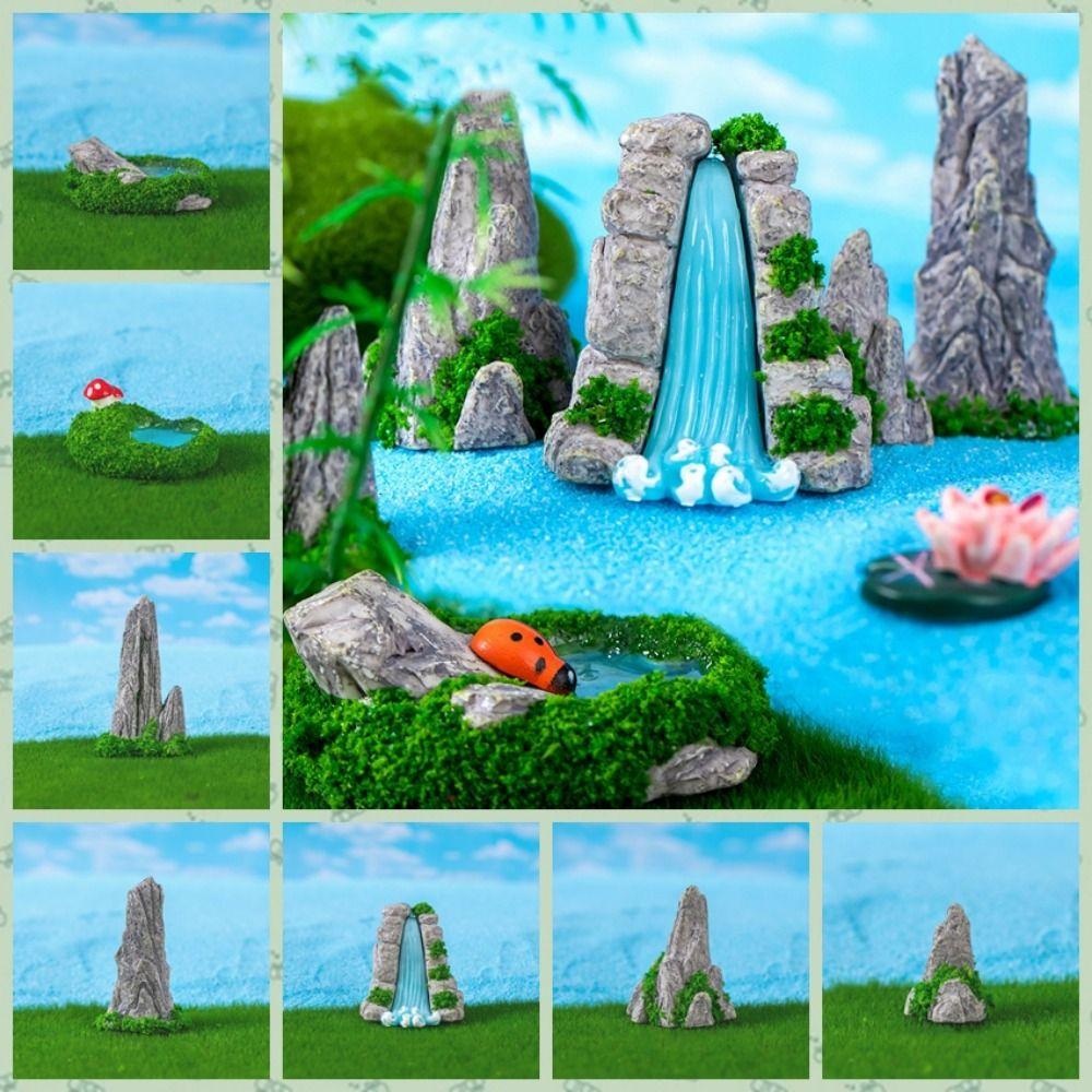 Decorative Mini Rockery Ornament Simulation Waterfall Rocks Micro Landscape Ornaments  Fish Tank