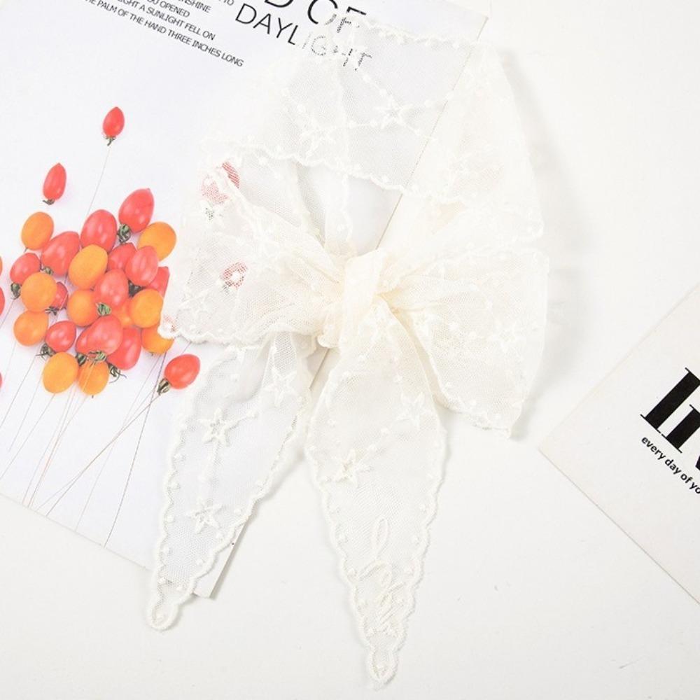 Embroidered Flower Women Narrow Long Scarf Elegant Sunscreen Shawl Ins Female Headscarf Summer