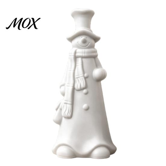 DIY White Ornament for Painting 3D Printed Smiling Snowman Statue Christmas Decor, Minimalist Tall Decorative Winter Scenes Tabletop Figurine,