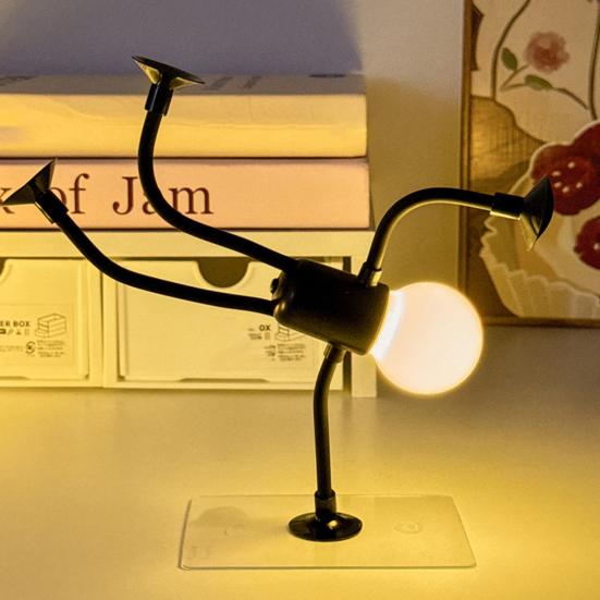 LED Bedside Lamp Changeable Shape Funny Night Light with Suction Cup Soft Glow DIY Shape Cute Light Bulb Man Mini Night