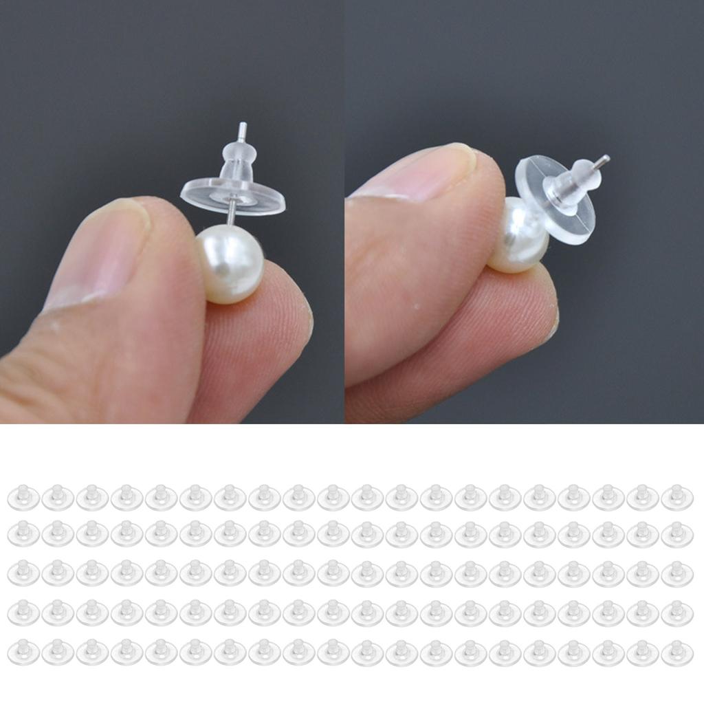 100pcs Clear Rubber Earring Stopper Plugs Secure Ear Studs Back Accessories Earrings Closures for Jewelry Enthusiasts