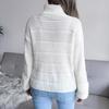 Women Autumn Winter Causal Turtleneck Long Sleeve Cutout Bottom Knit Sweater S-L
