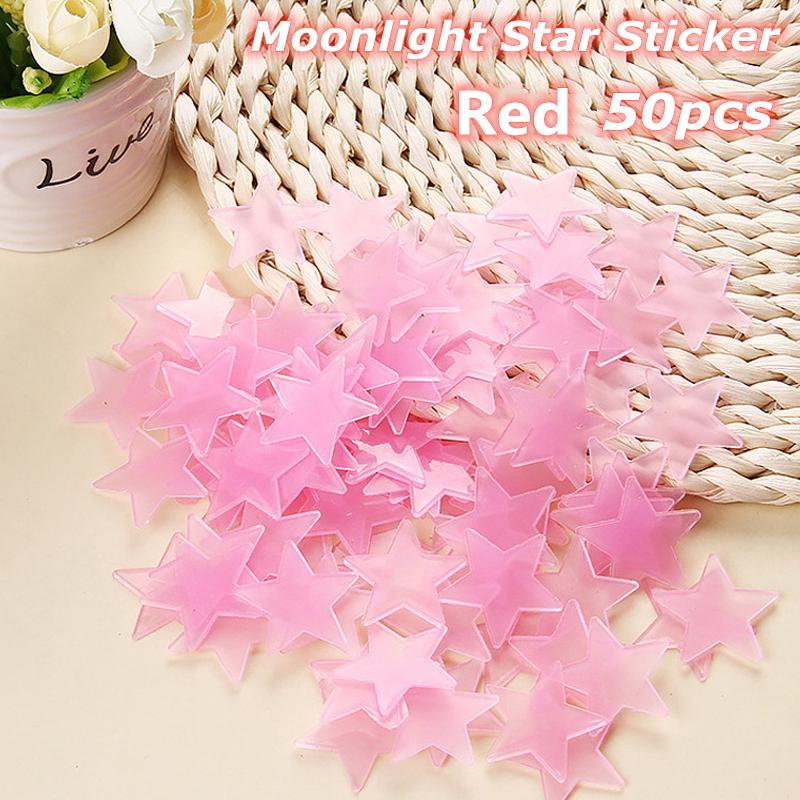 500PCS  Living Bedroom Luminous Fluorescent Color Decal Home Decor Stars Glow Wall Stickers Baby Kids