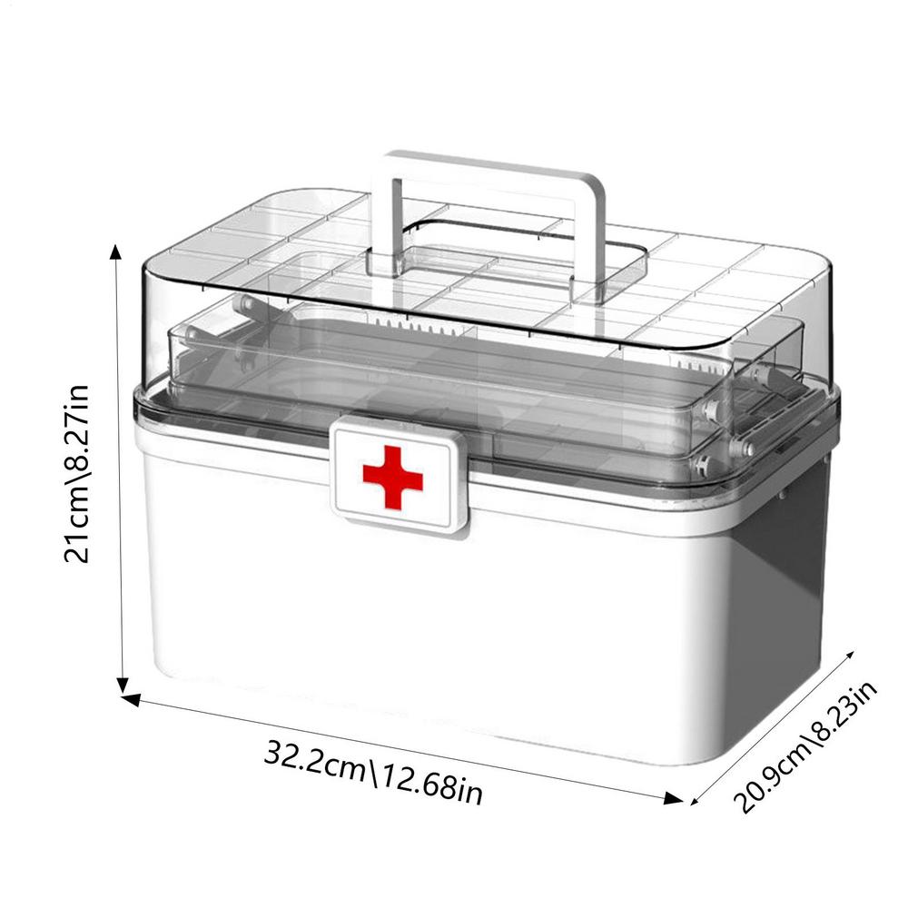 Large Capacity Family Medicine Organizer Box 3 Layers Medicine Cabinet Family Kit Case Portable First Aid Kit with Handle