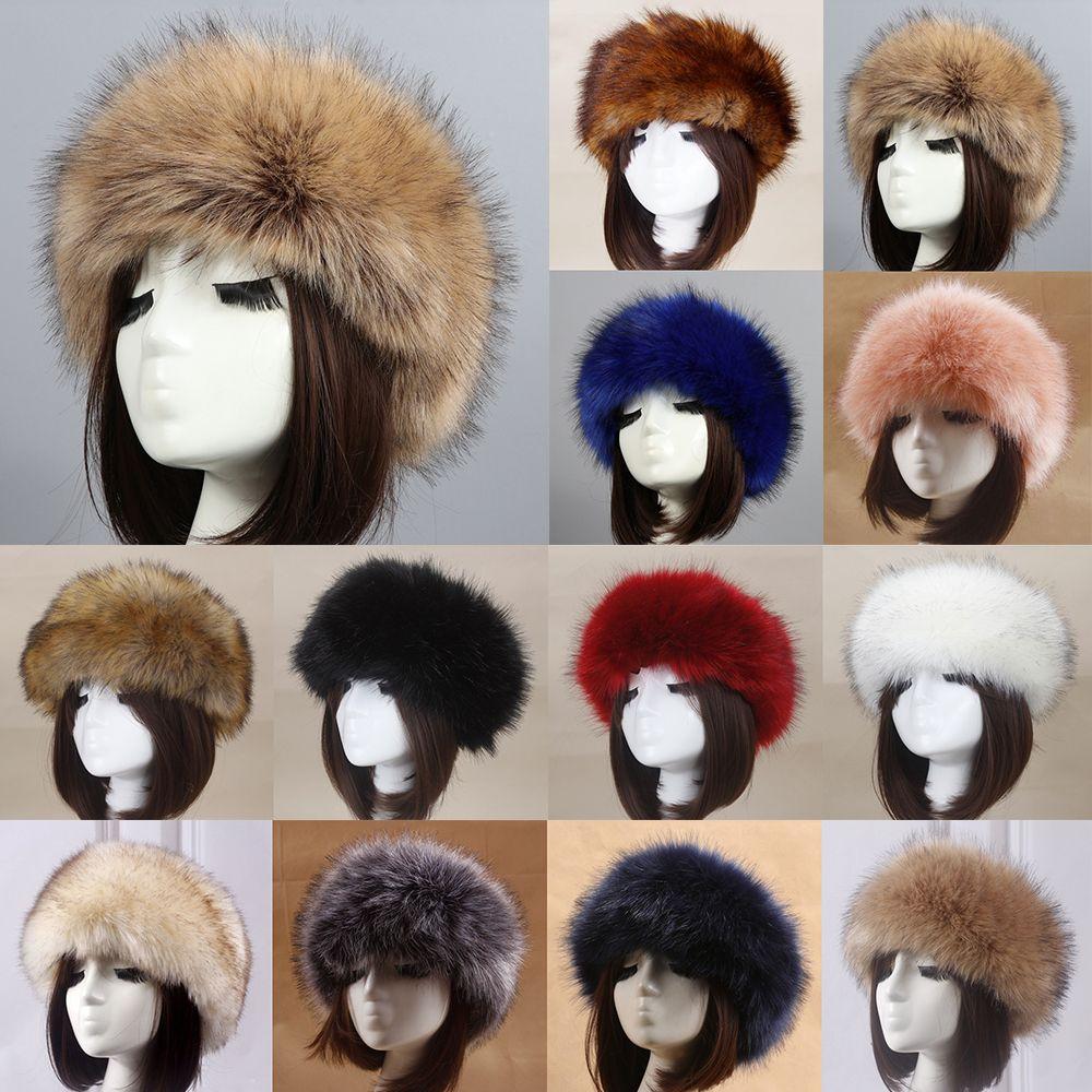Outdoor Earwarmer Winter Thick Fluffy Faux Fur Women Russian Cap Headband Hat